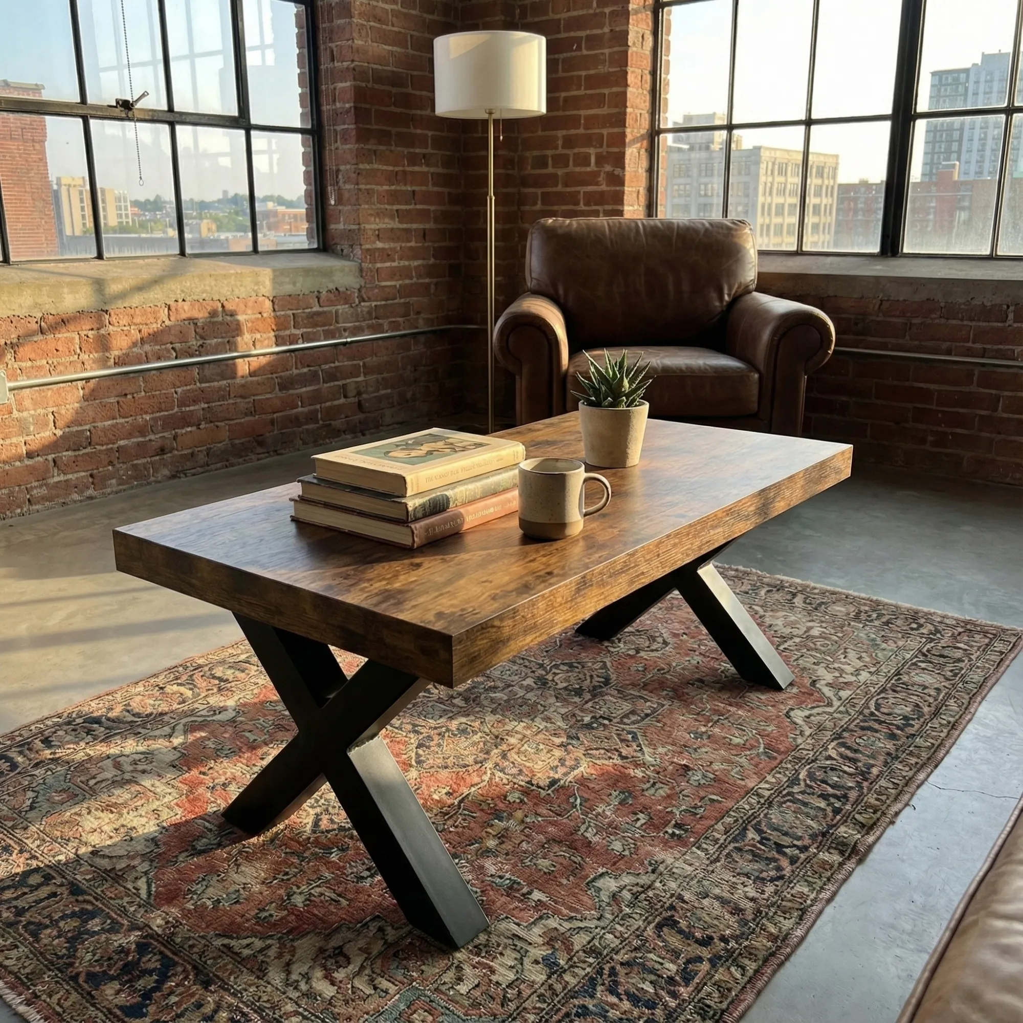 Rectangular Solid Wood Coffee Table - view 7